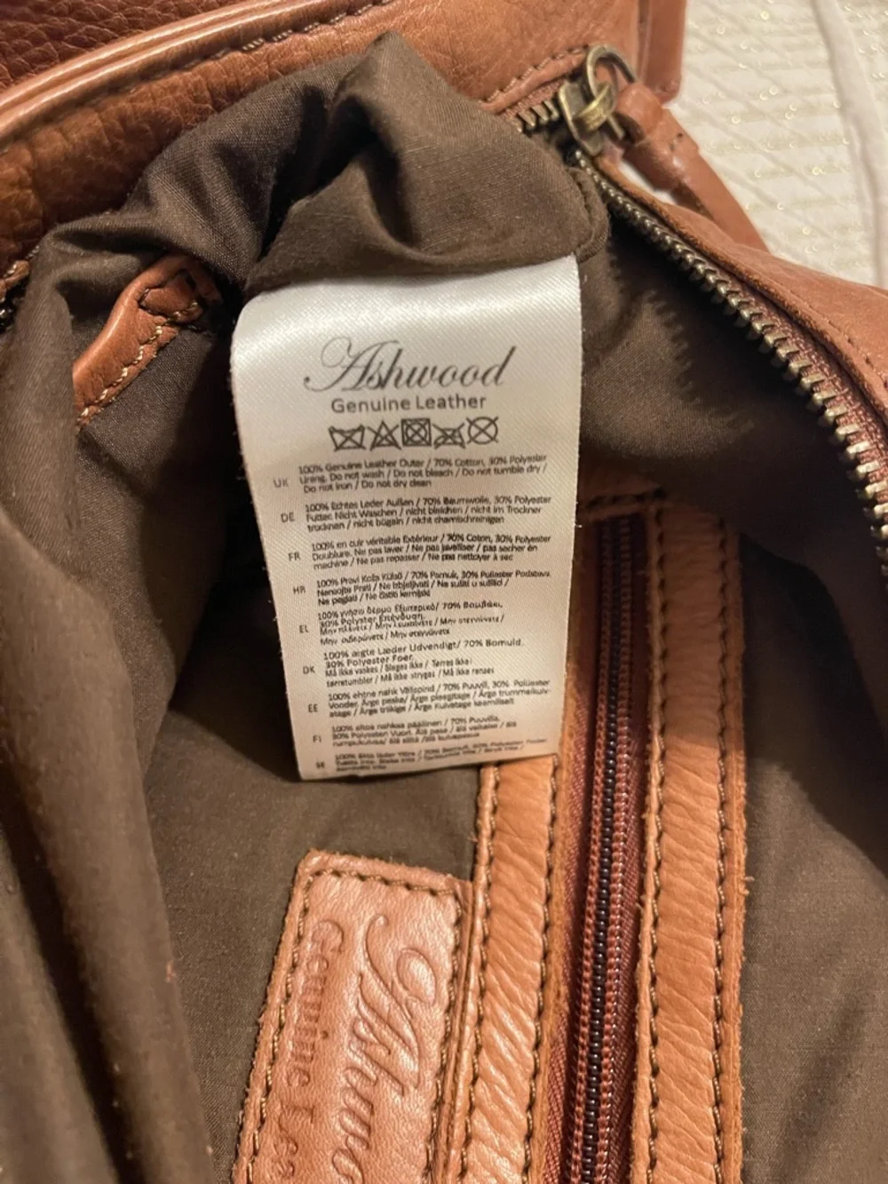 Ashwood Leather Asymmetrical Hobo Shoulder Bag in Whiskey Brown